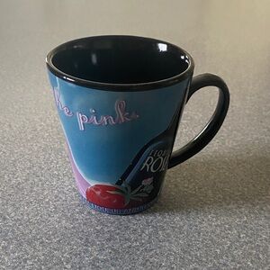 Tequila Rose Ceramic Mug Elegant Black and Blue Mug with Pink Highlights